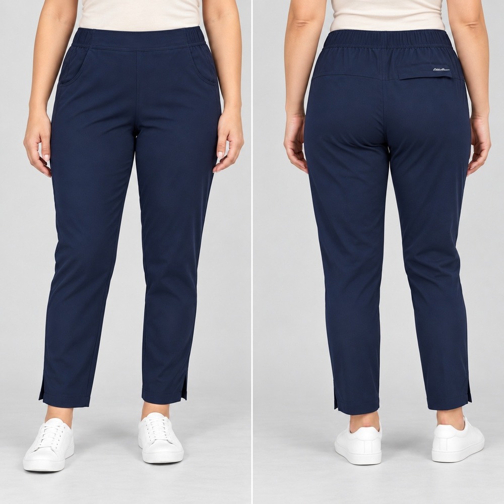 Eddie Bauer Traveler Lightweight Ankle Pants Womens XL Navy Blue Pull On Stretch